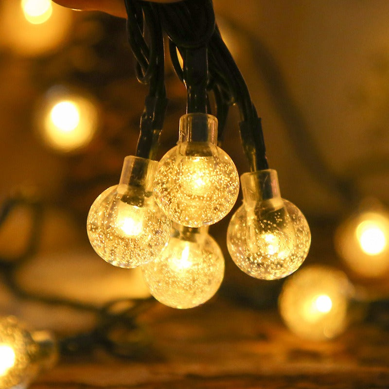 Solar String Lights 39 ft 100 LED Crystal Bubble Balls Warm White 2