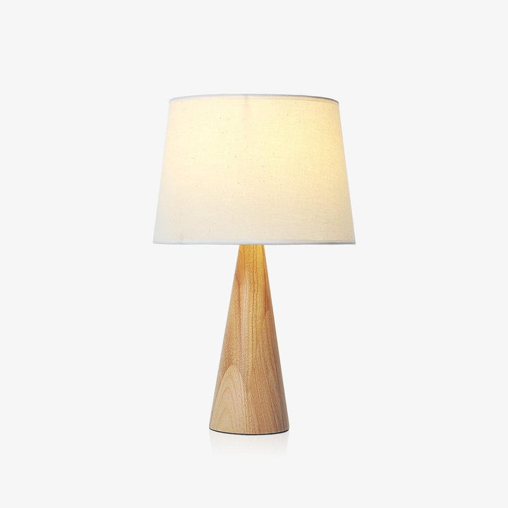 Solid Wood Cone Table Lamp Fabric Shade 19.7 in Set of 2 1