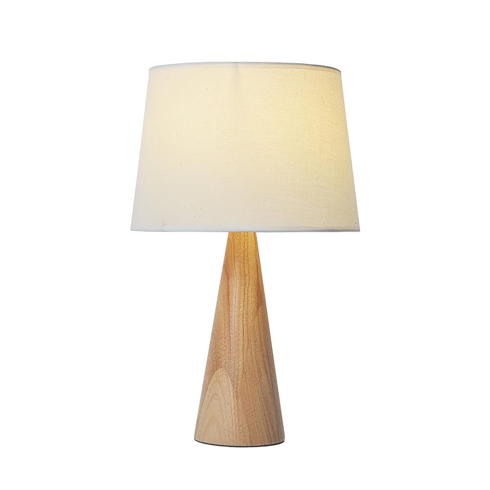 Solid Wood Cone Table Lamp Fabric Shade 19.7 in Set of 2 7