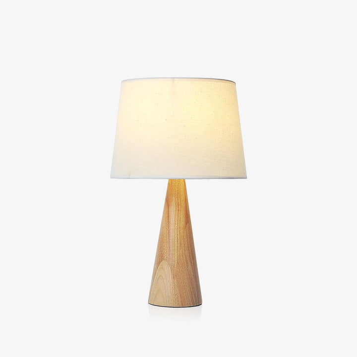 Solid Wood Cone Table Lamp Fabric Shade 19.7 in Set of 2 8