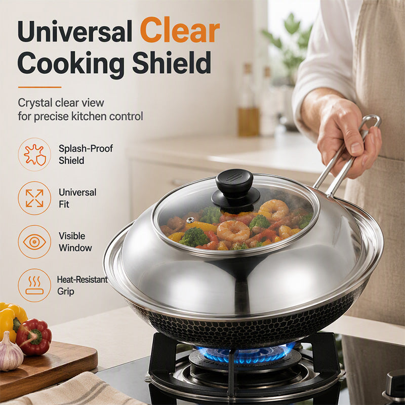 Splash Guard Pot Lid with Glass Window Stainless Steel 2