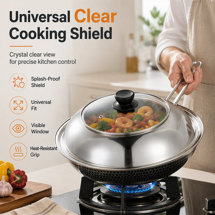 Splash Guard Pot Lid with Glass Window Stainless Steel 2