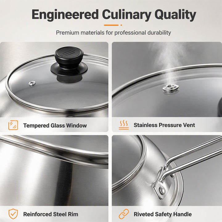 Splash Guard Pot Lid with Glass Window Stainless Steel 4