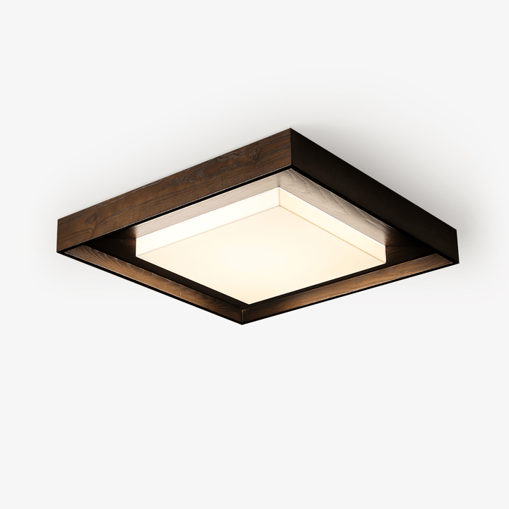 Square Wood Frame Ceiling Light Flush Mount 27.6 in Set of 3 1