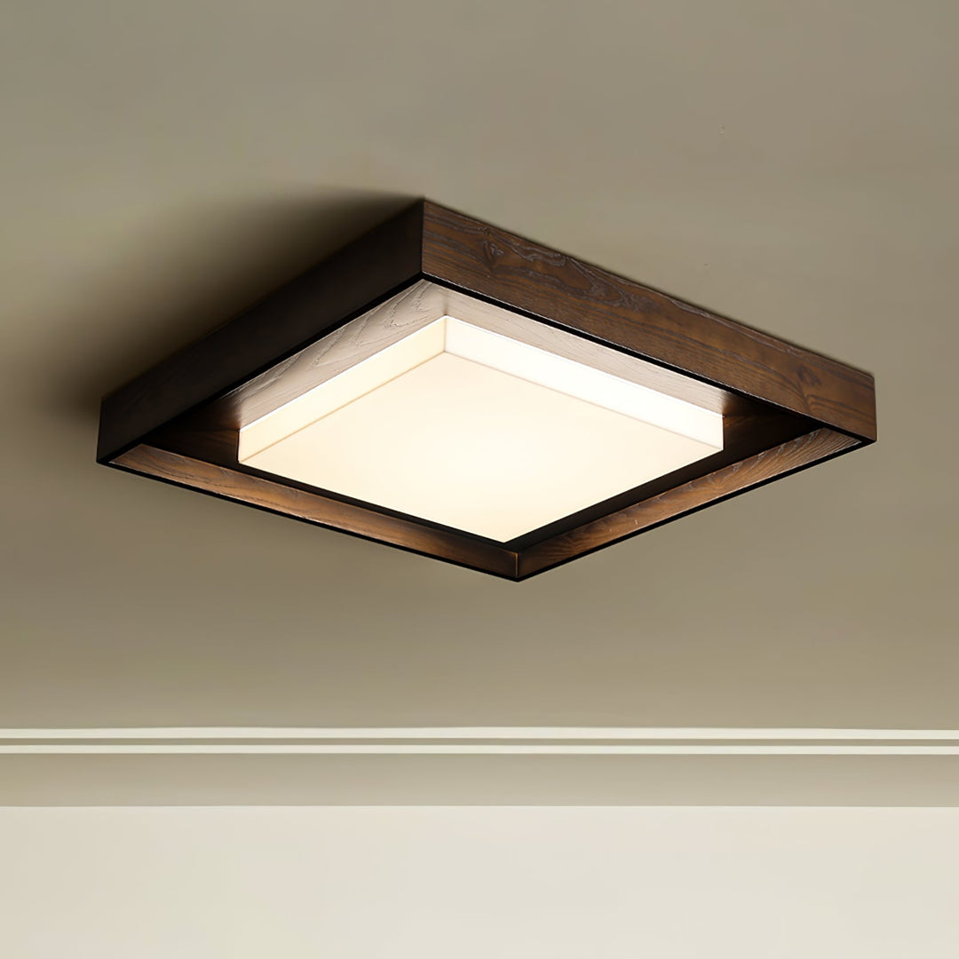 Square Wood Frame Ceiling Light Flush Mount 27.6 in Set of 3 4