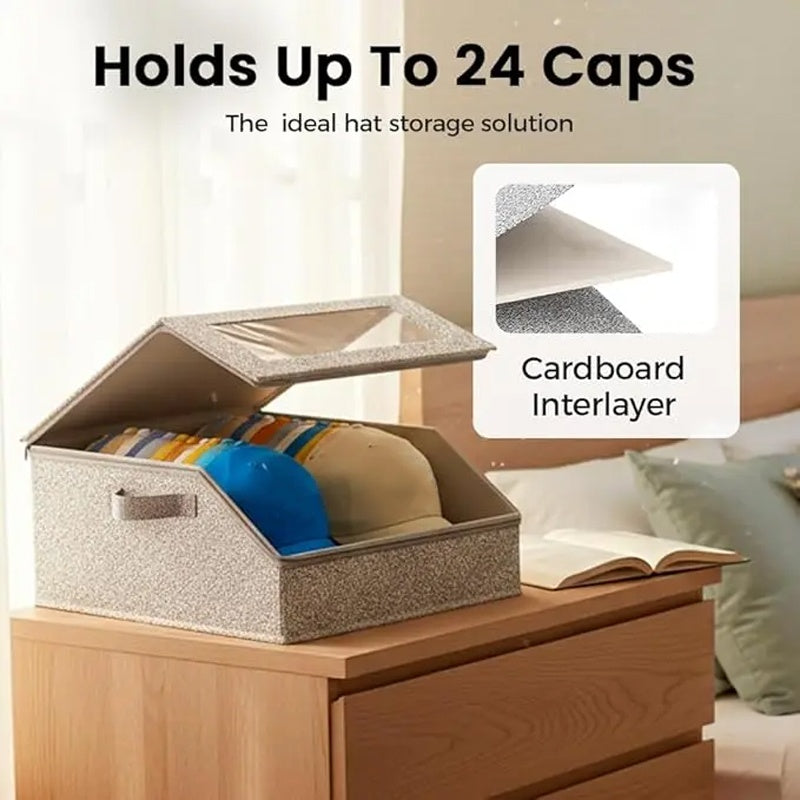 Stackable Hat Storage Box with Clear Window 24 Caps 3