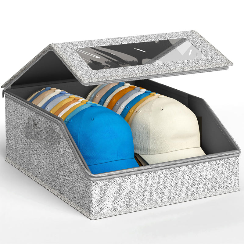 Stackable Hat Storage Box with Clear Window 24 Caps Gray 1