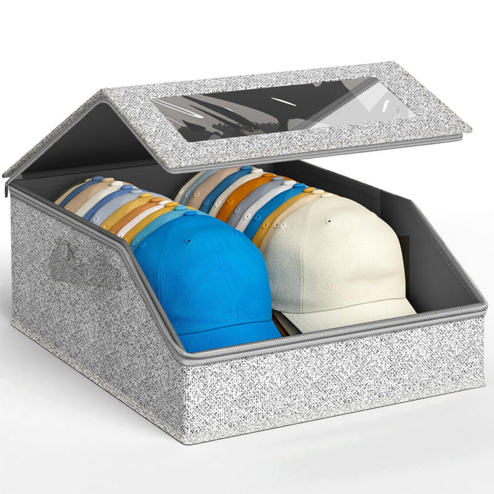 Stackable Hat Storage Box with Clear Window 24 Caps Gray 1