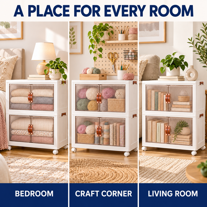 Stackable Storage Bins with Clear Doors and Wheels 3