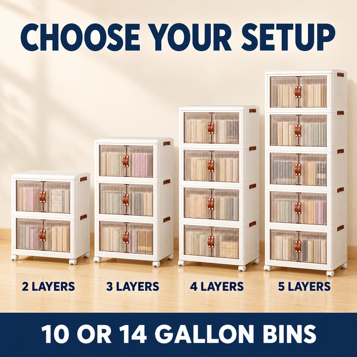 Stackable Storage Bins with Clear Doors and Wheels 4
