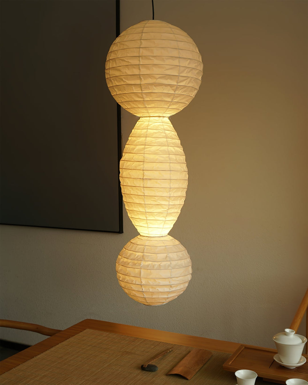 Stacked Paper Lantern Plug In Swag Pendant 44.9 in 4