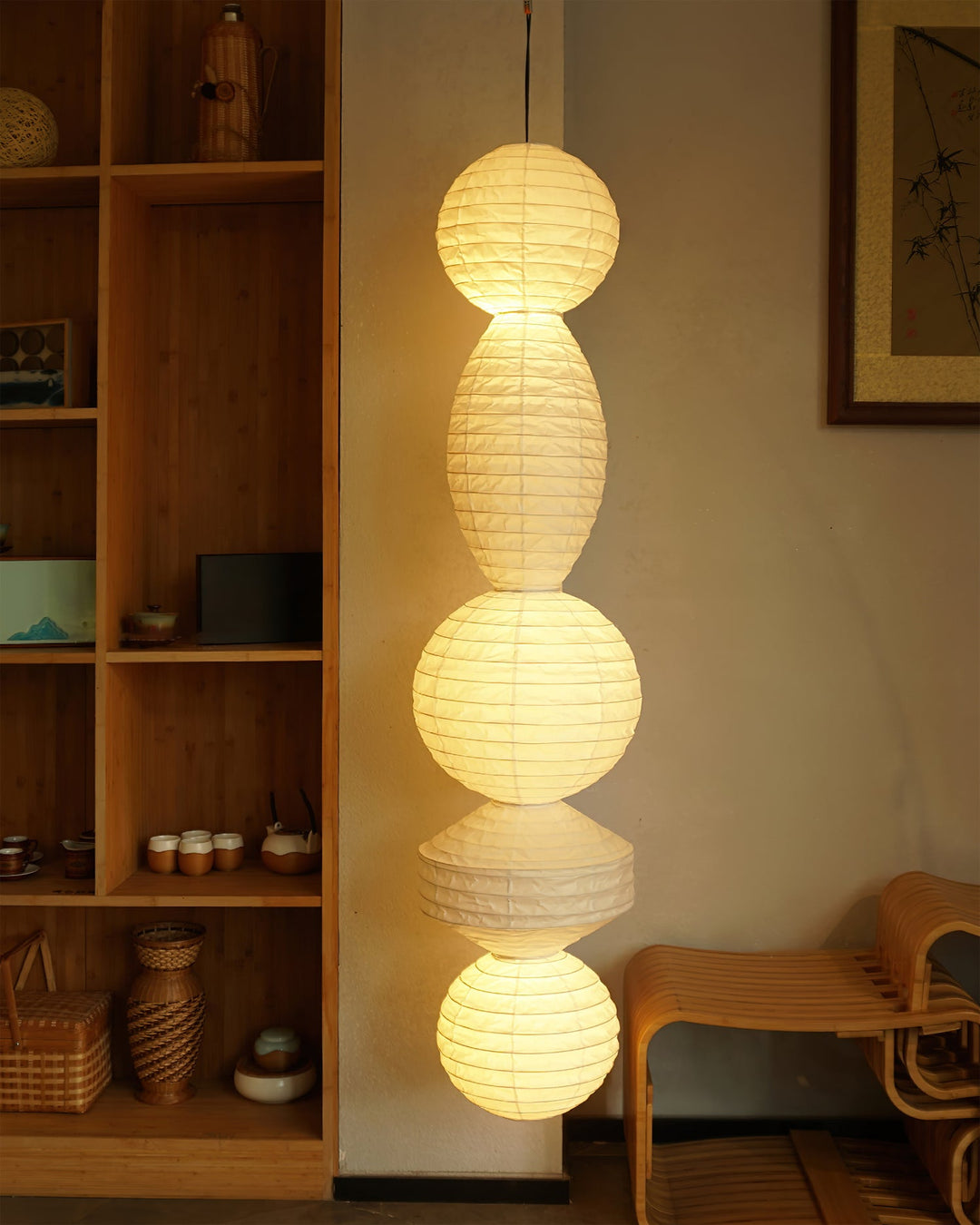 Stacked Paper Lantern Plug In Swag Pendant 44.9 in 5