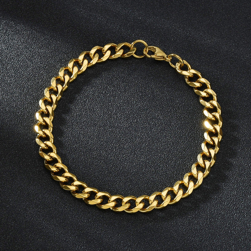 Stainless Steel Cuban Chain Bracelet 3mm Gold 1
