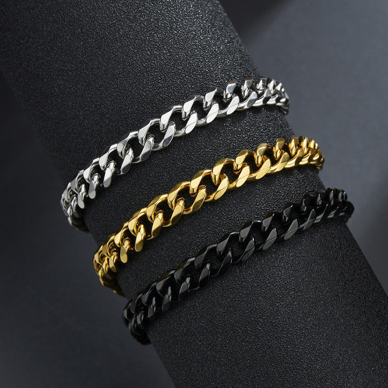 Stainless Steel Cuban Chain Bracelet 3mm Gold 3