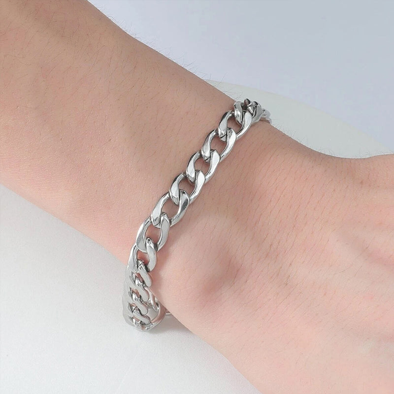 Stainless Steel Cuban Chain Bracelet 3mm Silver 4