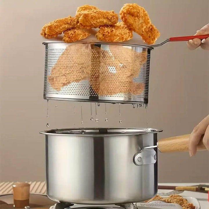 Stainless Steel Frying Pot 7.1 inch 1.5 Quart Set of 2 2