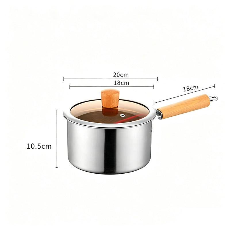 Stainless Steel Frying Pot 7.1 inch 1.5 Quart Set of 2 Pot with Lid 1
