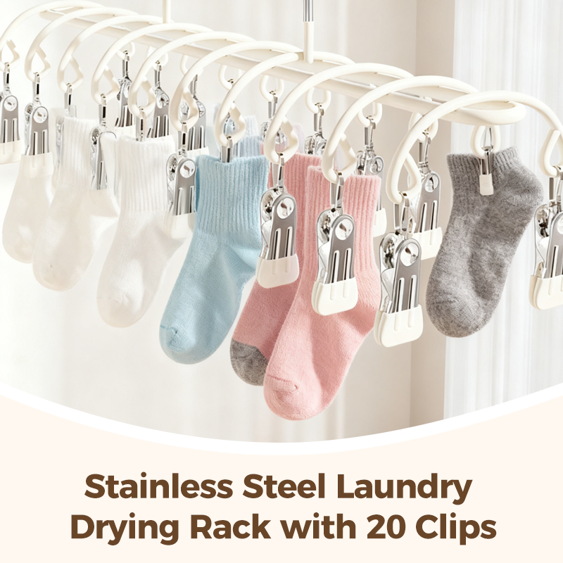 Stainless Steel Laundry Drying Rack with 20 Clips Set of 3 1