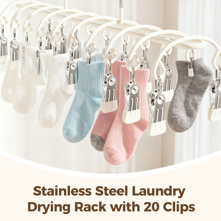 Stainless Steel Laundry Drying Rack with 20 Clips Set of 3 1