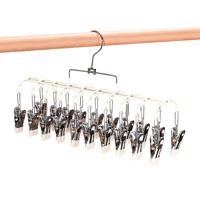 Stainless Steel Laundry Drying Rack with 20 Clips Set of 3 Apricot 1