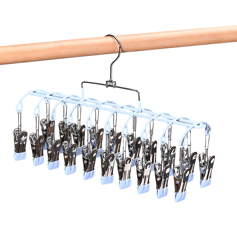 Stainless Steel Laundry Drying Rack with 20 Clips Set of 3 Blue 1
