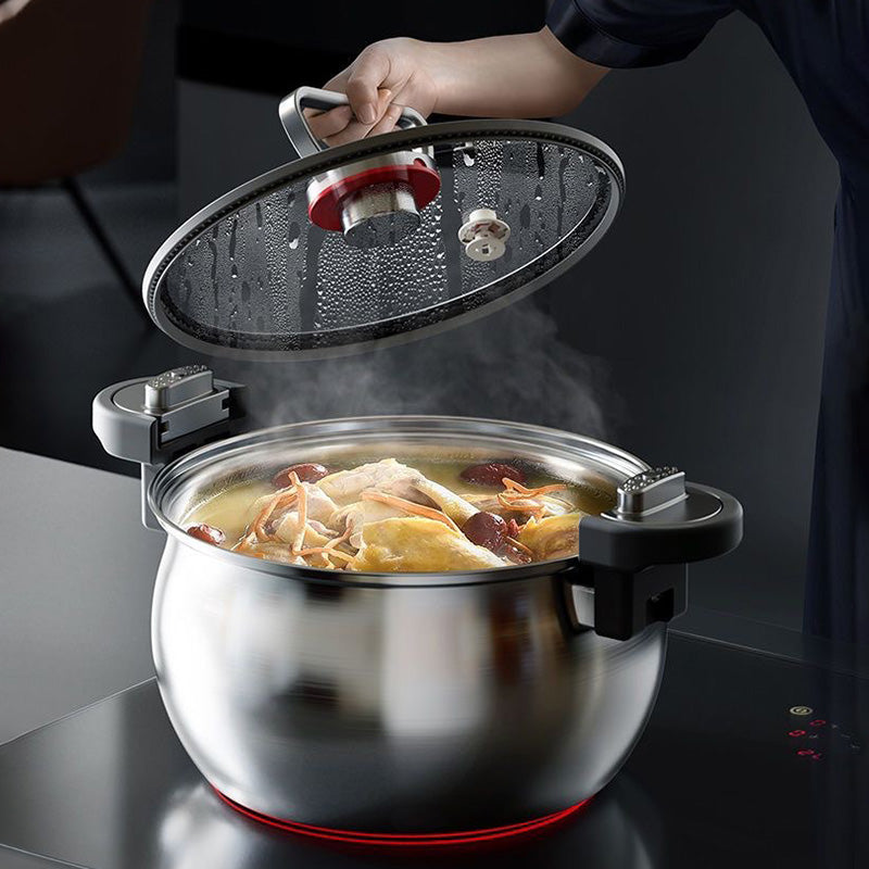 Stainless Steel Micro Pressure Stew Pot 7 Liter Set of 2 Pot with Lid 1
