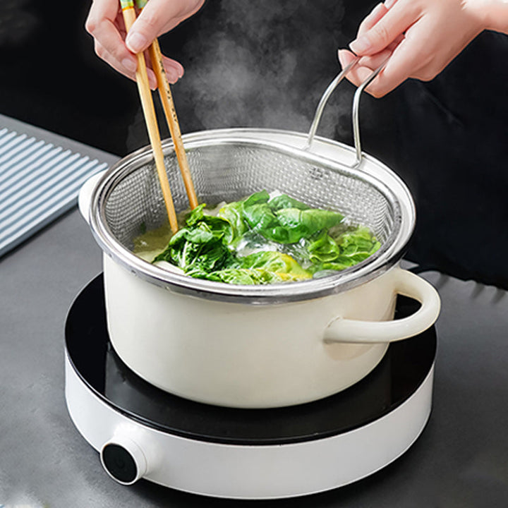 Stainless Steel Strainer Basket with Handle Fine or Coarse Mesh 4