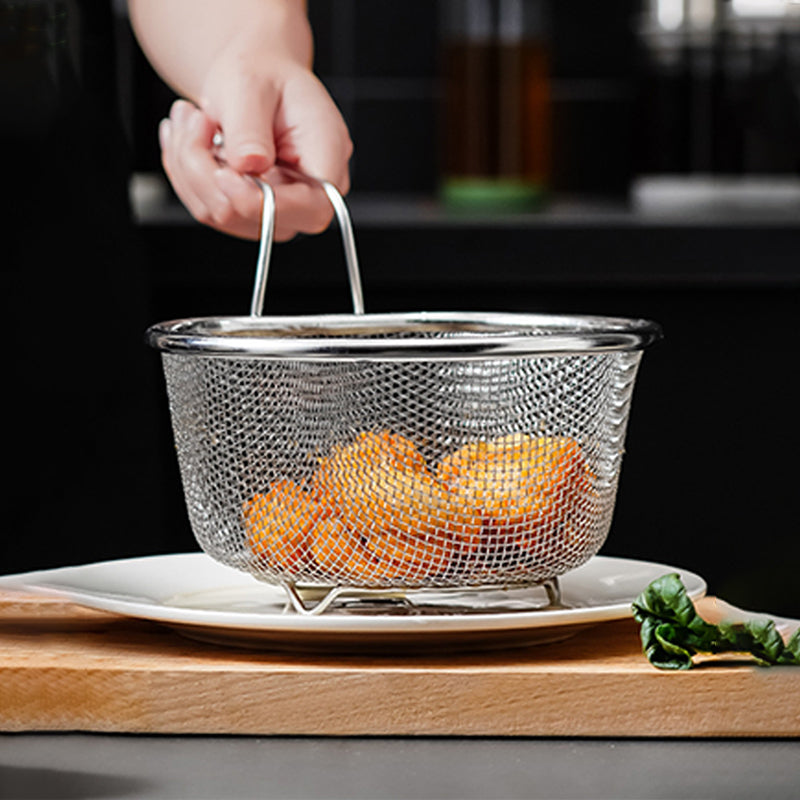 Stainless Steel Strainer Basket with Handle Fine or Coarse Mesh 5