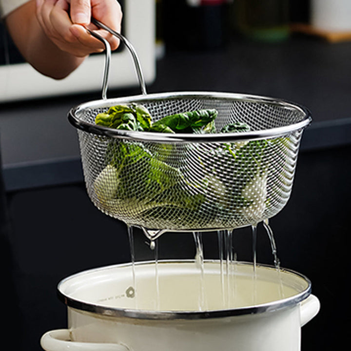 Stainless Steel Strainer Basket with Handle Fine or Coarse Mesh 6