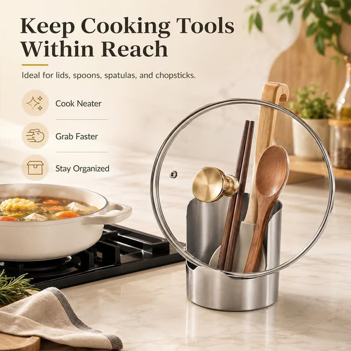 Stainless Steel Utensil and Pot Lid Holder Set of 2 1