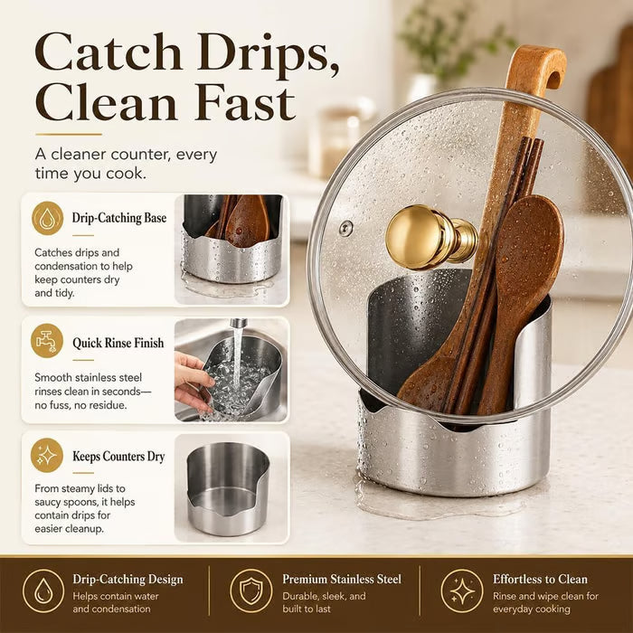 Stainless Steel Utensil and Pot Lid Holder Set of 2 3