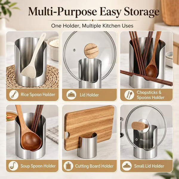 Stainless Steel Utensil and Pot Lid Holder Set of 2 4