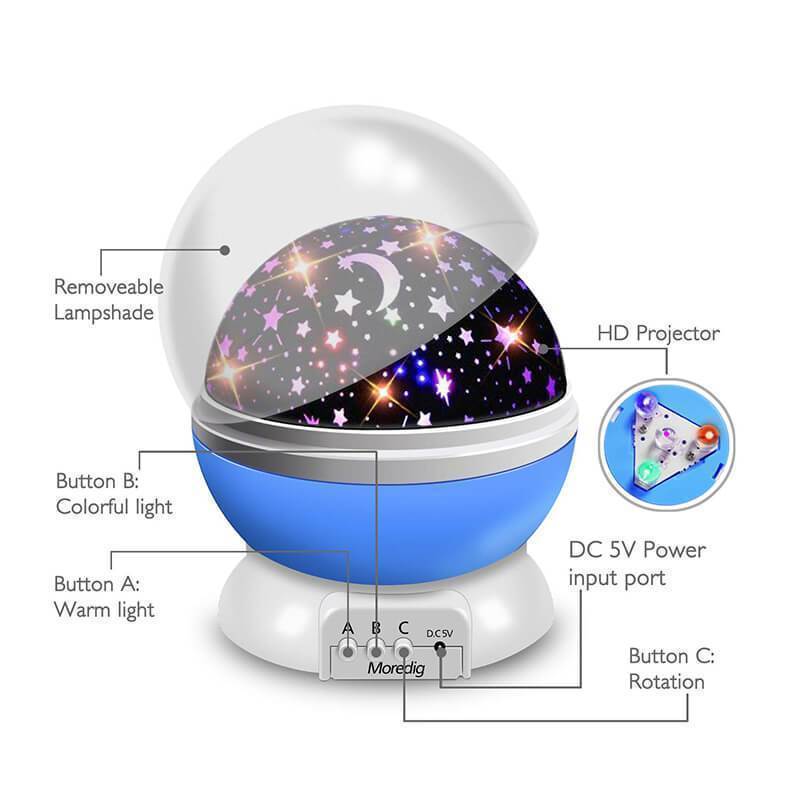 Star Projector Night Light Rotating 4.7 Inch Set of 3 3