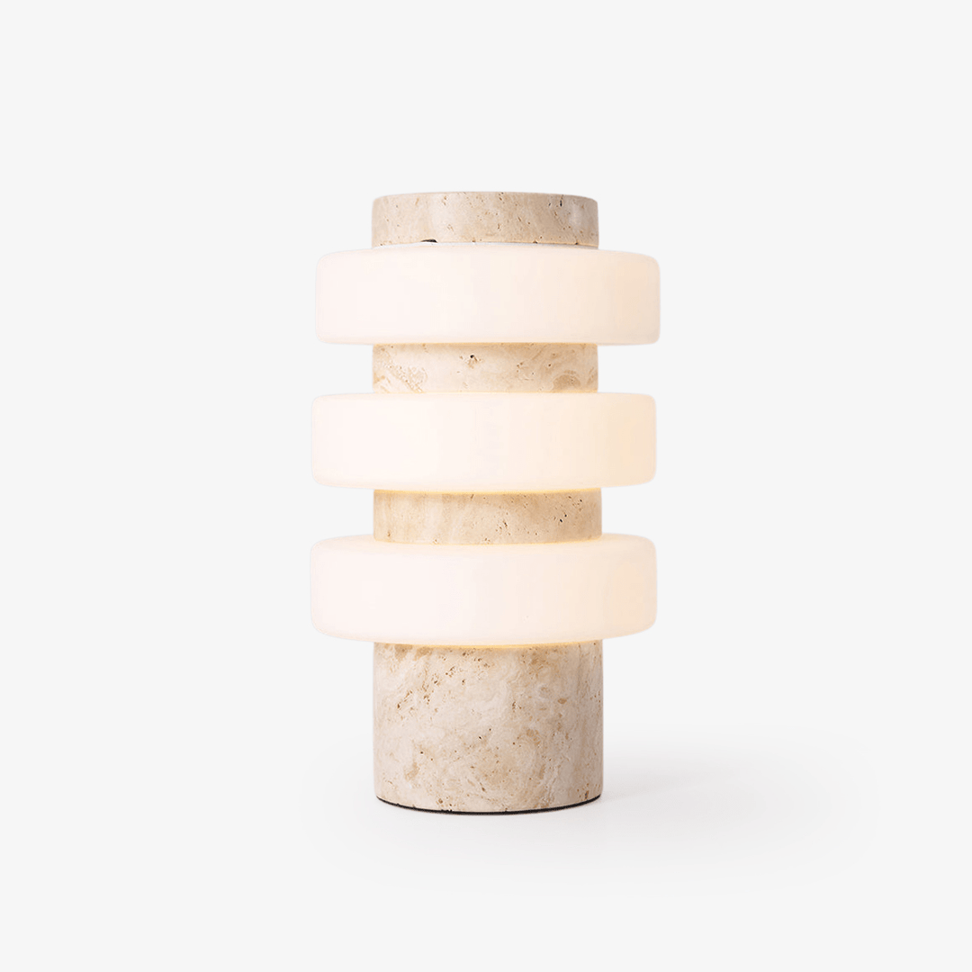 Stone Table Lamp with Three Glass Rings 11.8 in 1