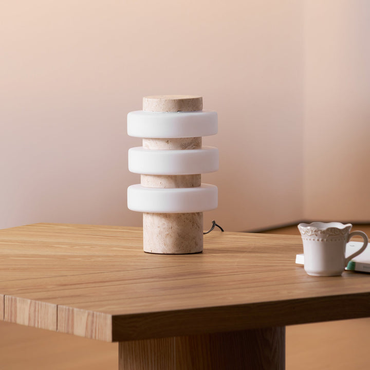 Stone Table Lamp with Three Glass Rings 11.8 in 4