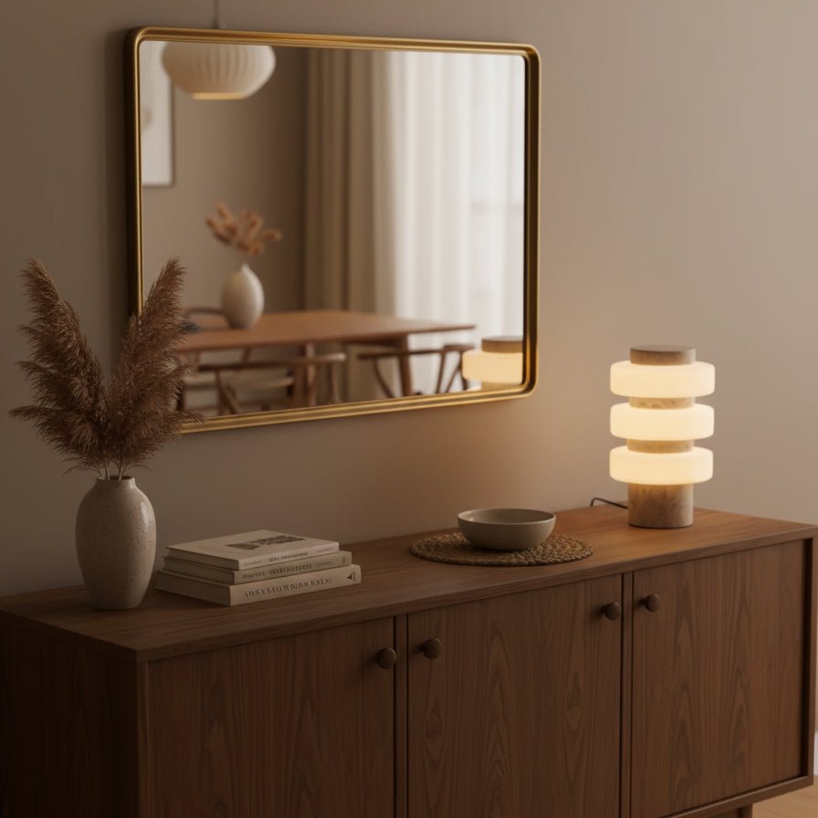 Stone Table Lamp with Three Glass Rings 11.8 in 5