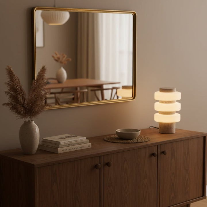 Stone Table Lamp with Three Glass Rings 11.8 in 5
