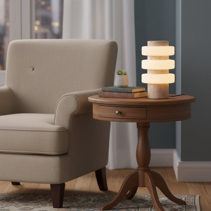 Stone Table Lamp with Three Glass Rings 11.8 in 7