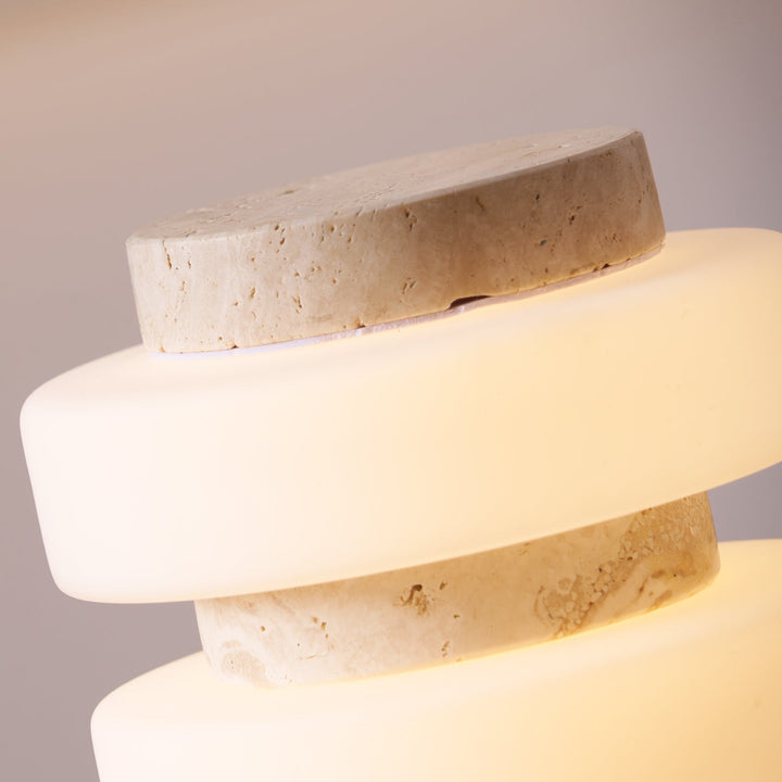 Stone Table Lamp with Three Glass Rings 11.8 in 8