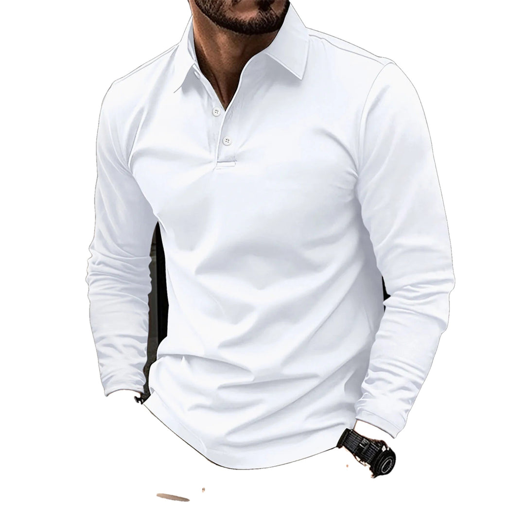 Straight Fit Long Sleeve Polo Shirt Set of 3 on white