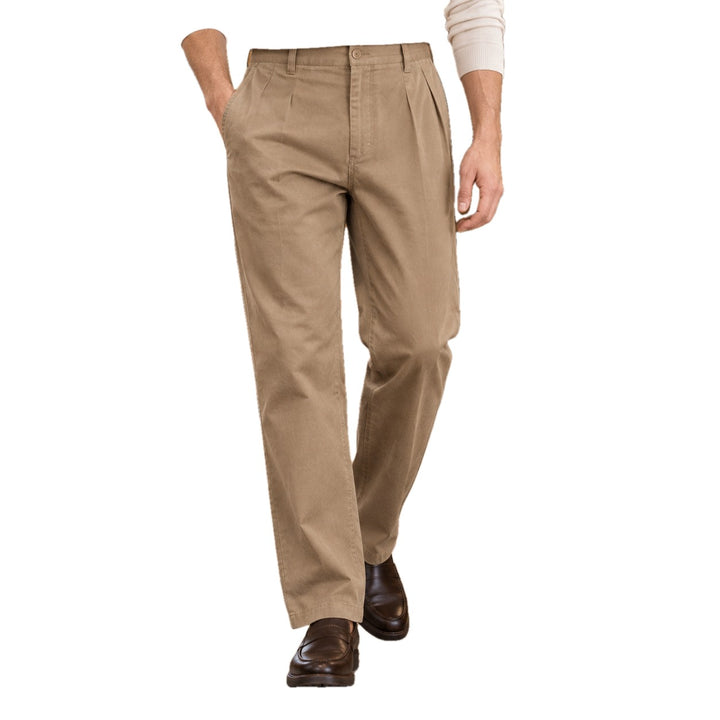 Straight Leg Cotton Blend Pleated Pants Set of 3 on white