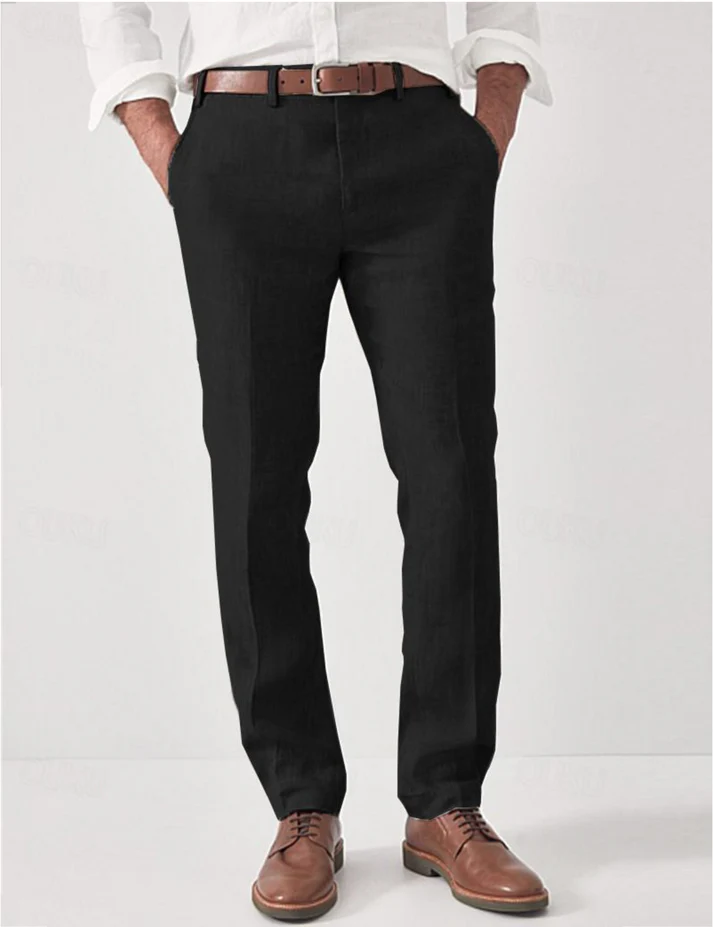 Straight Leg Smart Casual Pants Black 1