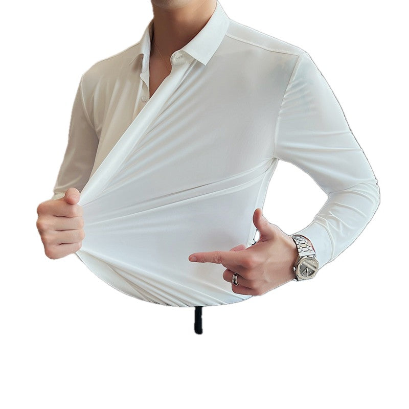 Stretch Dress Shirt Wrinkle Free Hidden Placket on white