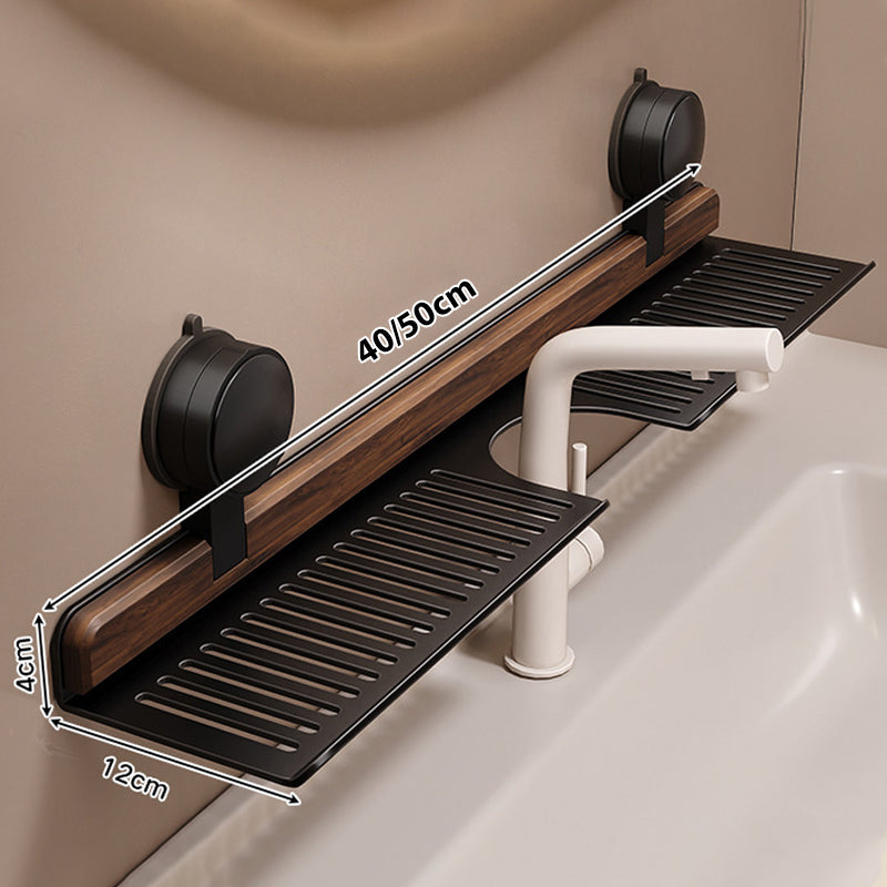 Suction Cup Bathroom Shelf Walnut 15.7 or 19.7 Inch 1