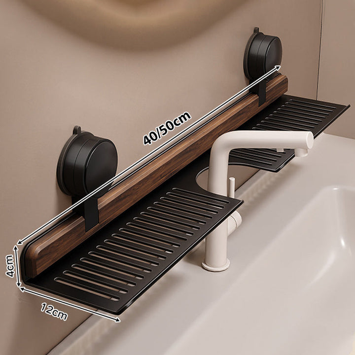 Suction Cup Bathroom Shelf Walnut 15.7 or 19.7 Inch 1