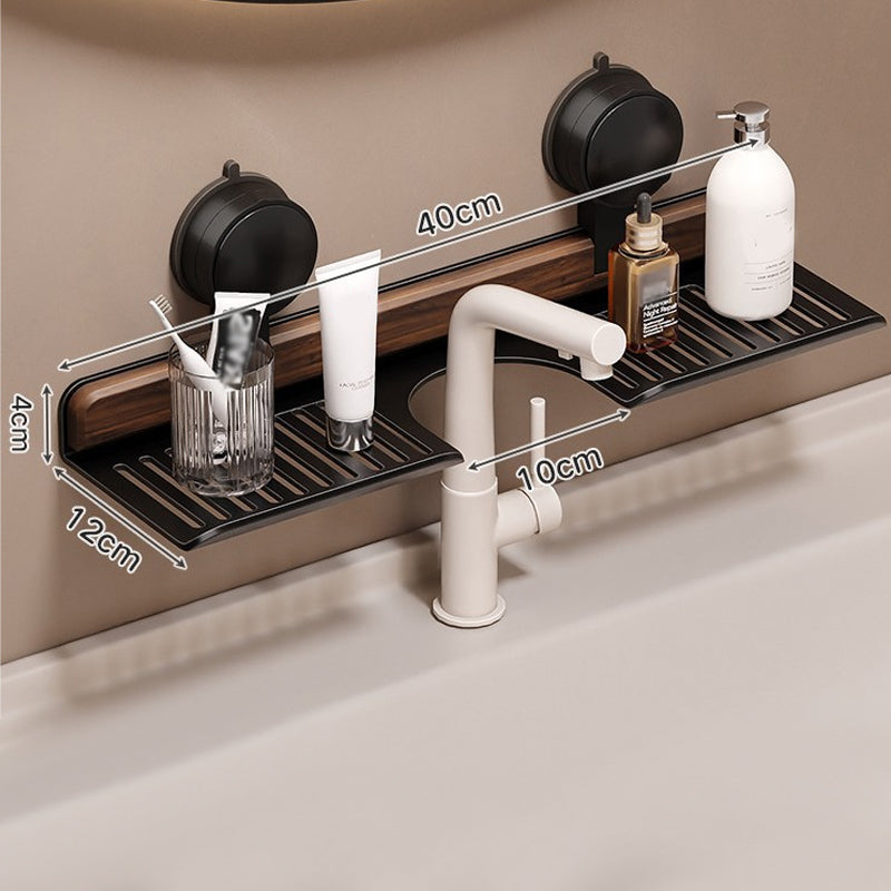 Suction Cup Bathroom Shelf Walnut 15.7 or 19.7 Inch Black 1