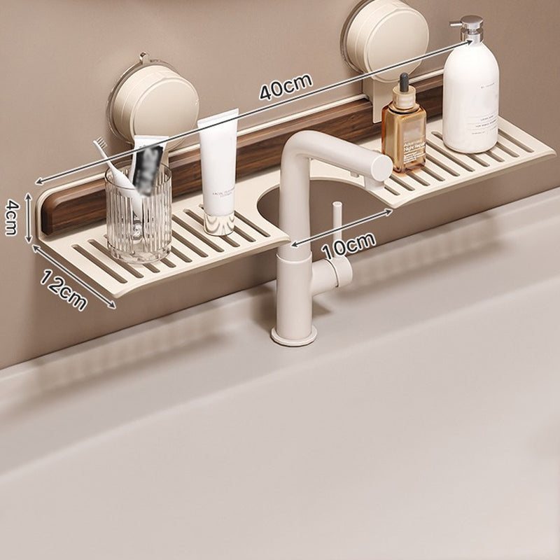 Suction Cup Bathroom Shelf Walnut 15.7 or 19.7 Inch White 1