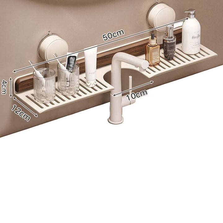 Suction Cup Bathroom Shelf Walnut 15.7 or 19.7 Inch on white