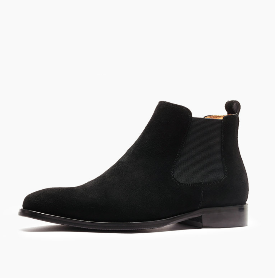 Suede Chelsea Boots Pointed Toe Black 2