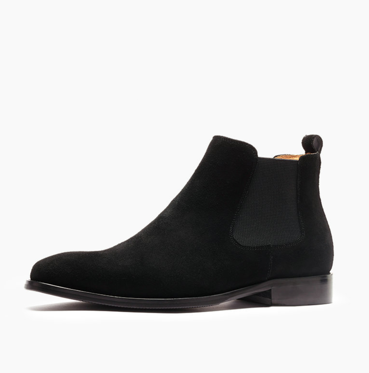 Suede Chelsea Boots Pointed Toe Black 2